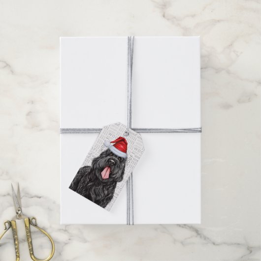 Zwarte Russische Terriër Hond Kerstvakantie Cadeaulabel (Met Touw)