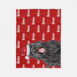 Zwarte Russische Terriër Hond Naam Kerstvakantie Fleece Deken