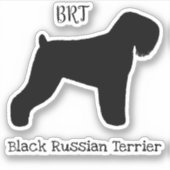 Zwarte Russische Terriër Hond Silhouette Vinyl Sti Sticker (Voorkant)