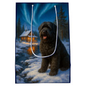 Zwarte Russische Terriër Kerstkaart Medium Cadeauzakje (Achterkant)