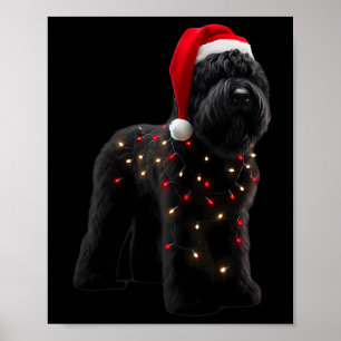 Zwarte Russische Terriër Kerstman Hoed Kerstverlic Poster