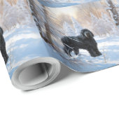 Zwarte Russische terriër laat het sneeuwen Kerstmi Cadeaupapier (Rol Hoek)