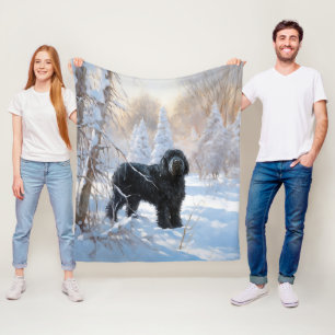 Zwarte Russische terriër laat het sneeuwen Kerstmi Fleece Deken