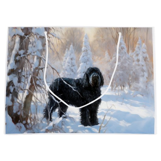 Zwarte Russische terriër laat het sneeuwen Kerstmi Groot Cadeauzakje (Voorkant)