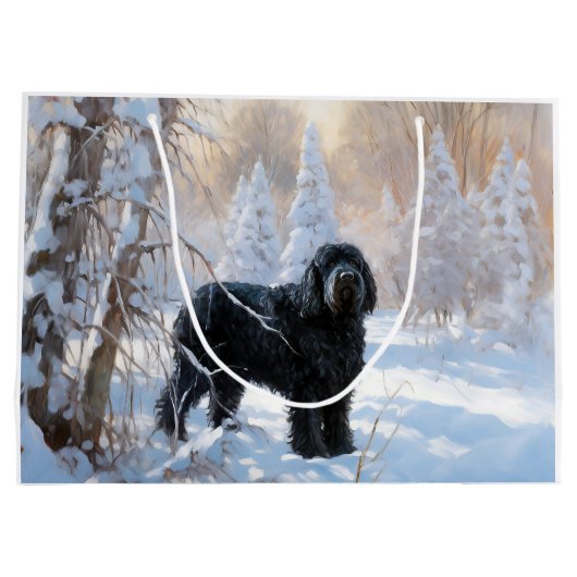 Zwarte Russische terriër laat het sneeuwen Kerstmi Groot Cadeauzakje (Achterkant)