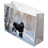 Zwarte Russische terriër laat het sneeuwen Kerstmi Groot Cadeauzakje (Achterkant Gekanteld)