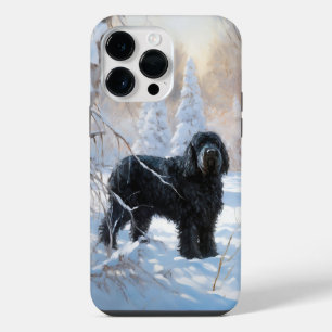 Zwarte Russische terriër laat het sneeuwen Kerstmi iPhone 14 Pro Max Hoesje