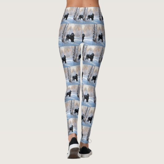 Zwarte Russische terriër laat het sneeuwen Kerstmi Leggings (Achterkant)