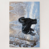 Zwarte Russische terriër laat het sneeuwen Kerstmi Legpuzzel (Verticaal)