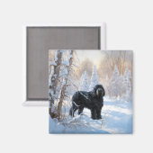 Zwarte Russische terriër laat het sneeuwen Kerstmi Magneet (Voorkant / Achterkant)