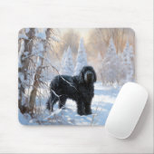 Zwarte Russische terriër laat het sneeuwen Kerstmi Muismat (Met muis)
