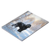 Zwarte Russische terriër laat het sneeuwen Kerstmi Notitieboek (Linkerzijde)