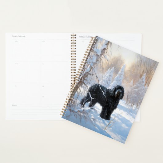 Zwarte Russische terriër laat het sneeuwen Kerstmi Planner (Display)
