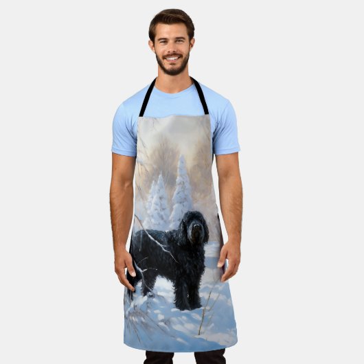 Zwarte Russische terriër laat het sneeuwen Kerstmi Schort (Gedragen)