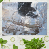 Zwarte Russische terriër laat het sneeuwen Kerstmi Theedoek (Gevouwen)