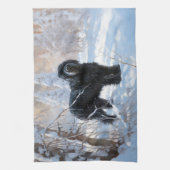 Zwarte Russische terriër laat het sneeuwen Kerstmi Theedoek (Verticaal)