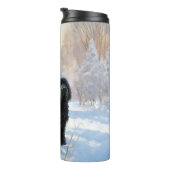 Zwarte Russische terriër laat het sneeuwen Kerstmi Thermosbeker (Geroteerd rechts)