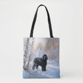 Zwarte Russische terriër laat het sneeuwen Kerstmi Tote Bag (Voorkant)