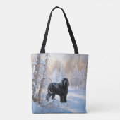Zwarte Russische terriër laat het sneeuwen Kerstmi Tote Bag (Achterkant)