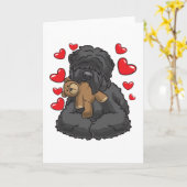 Zwarte Russische terriër met knuffeldier Kaart (Gele Bloem)