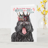 Zwarte Russische Terrier Queen voor een dag van de Kaart (Gele Bloem)