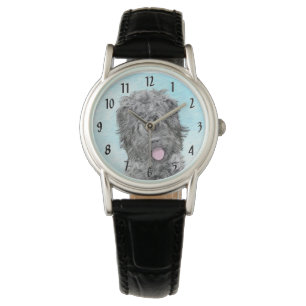 Zwarte Russische Terriër Schilderij - Mooie Origin Horloge