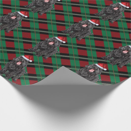Zwarte Russische Terriër Vakantie Geplaagd Kerstmi Cadeaupapier (Hoek)