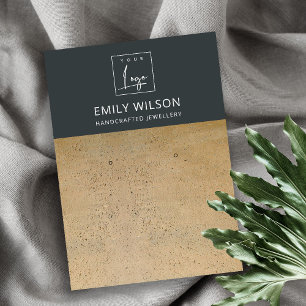 ZWARTE RUST TERRACOTTA TEXTURE LOGO EARRING VISITEKAARTJE