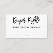 Zwarte Rustic Hand Lettering Diaper Raffle Kaart (Voorkant)