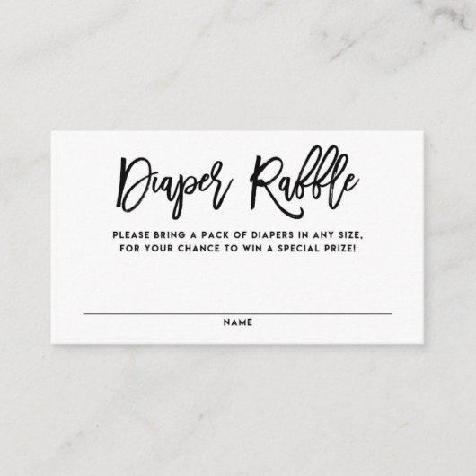 Zwarte Rustic Hand Lettering Diaper Raffle Kaart (Voorkant)