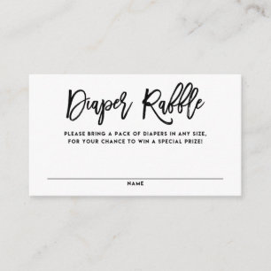 Zwarte Rustic Hand Lettering Diaper Raffle Kaart