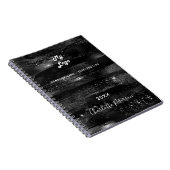 Zwarte rustieke bedrijfslogo naam notitieboek (Rechterzijde)