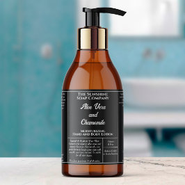 Zwarte rustieke cosmetica fleslabel 4 oz 8 oz rechthoekige sticker