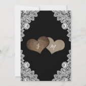 Zwarte Rustieke Country Lace String Lights Wedding Kaart (Achterkant)