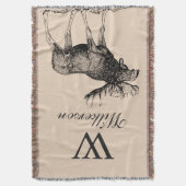 Zwarte rustieke eland illustratie - gepersonalisee deken (Voorkant Verticaal)