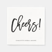 Zwarte Rustieke Hand Lettering Cheers Trouwservet Servet (Voorkant)