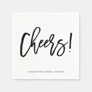 Zwarte Rustieke Hand Lettering Cheers Trouwservet Servet