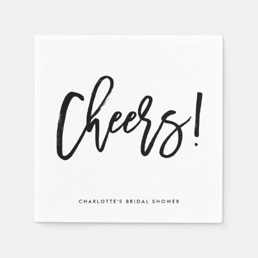 Zwarte Rustieke Hand Lettering Cheers Trouwservet Servet (Voorkant)