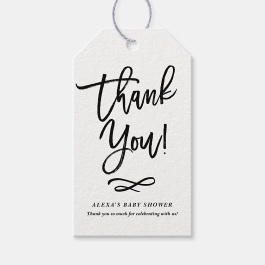 Zwarte Rustieke Hand Lettering Dank u Gift Label Cadeaulabel (Voorkant)