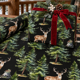 Zwarte Rustieke Hert In Het Bos Cadeaupapier