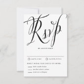 Zwarte rustieke kalligrafie met maaltijdkeuze RSVP kaartje (Voorkant)