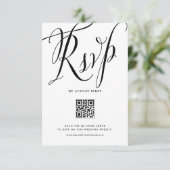 Zwarte rustieke kalligrafie QR Code Wedding RSVP Kaartje (Staand voorkant)