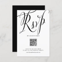 Zwarte rustieke kalligrafie QR Code Wedding