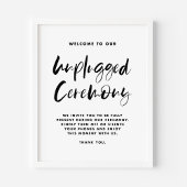 Zwarte rustieke kalligrafie Unplugged Ceremony Poster