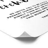 Zwarte rustieke kalligrafie Unplugged Ceremony Poster (Hoek)