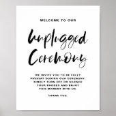 Zwarte rustieke kalligrafie Unplugged Ceremony Poster (Voorkant)