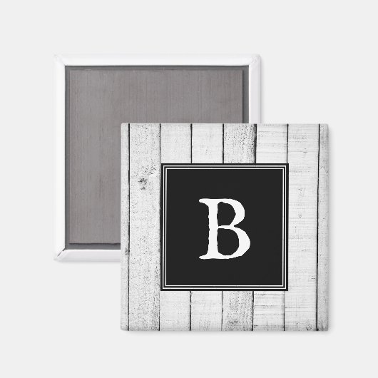 Zwarte rustieke Monogram Magneet (Voorkant / Achterkant)