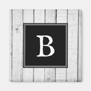 Zwarte rustieke Monogram Magneet
