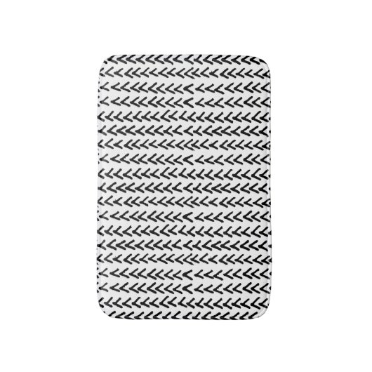 Zwarte Rustieke Tribal Patroon Badmat (Voorkant Verticaal)