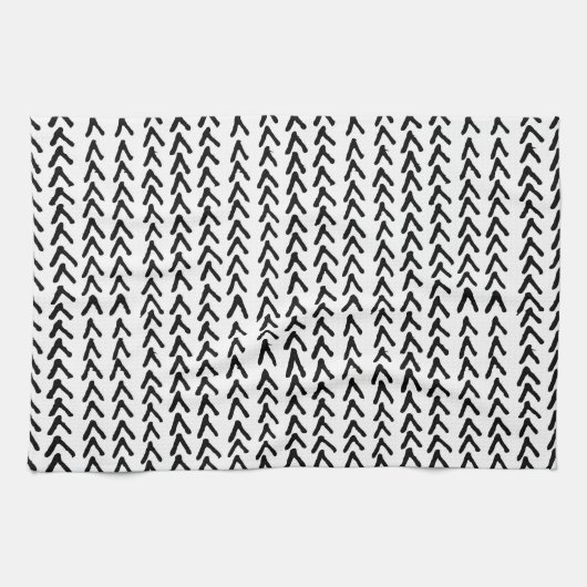 Zwarte Rustieke Tribal Patroon Keuken Handdoek (Horizontaal)